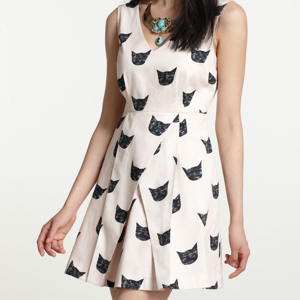 EUC Anthropologie Cat Print Feline Karma Dress